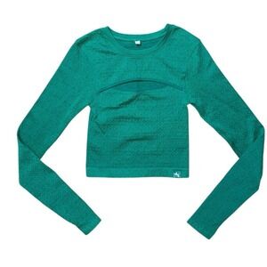 Joy Lab Textured Seamless  Green Set- Cut Out Crop Top & High Rise Leggings Sz S